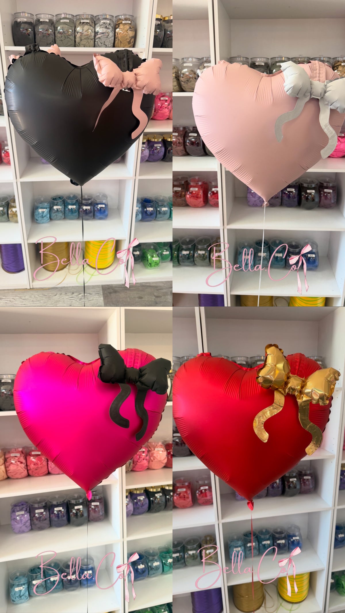 MATTE HEART BALLOON WITH BOWS