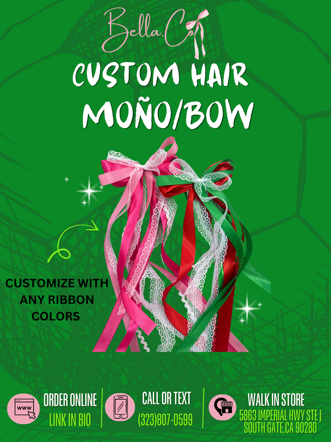 Custom Color Hair Moños/Bow